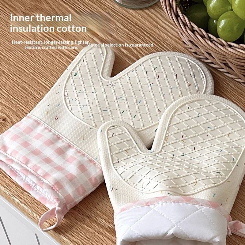 Silicone Insulated Gloves Long-style Two-finger Heat-resistant Non-slip Kitchen With… — image 6