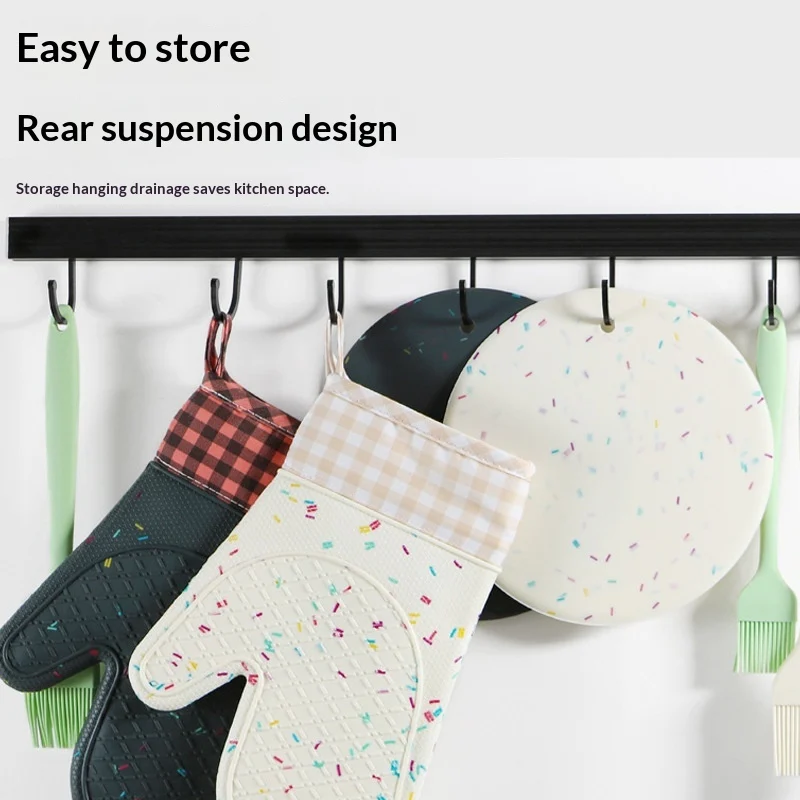 Silicone Insulated Gloves Long-style Two-finger Heat-resistant Non-slip Kitchen With… — image 5