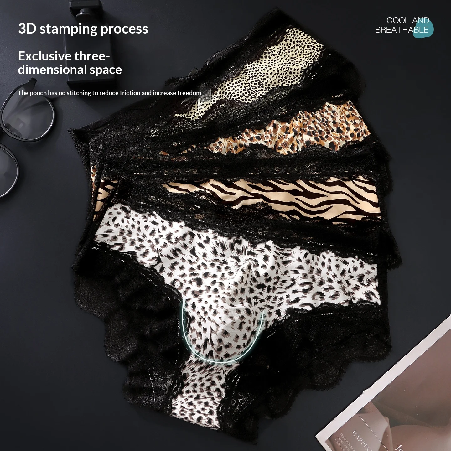 Silk Leopard-print Lace Breathable Briefs For Men — image 6