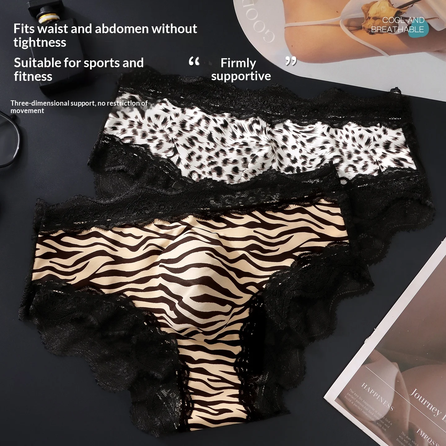 Silk Leopard-print Lace Breathable Briefs For Men — image 3