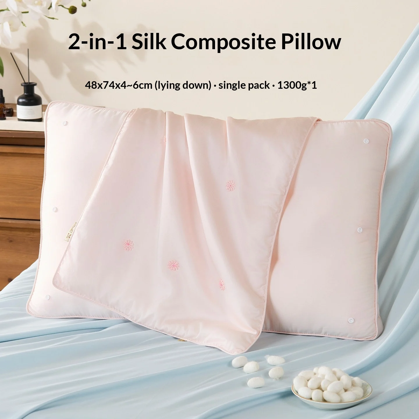 Silk Pillow For Cervical Spine Support, Hair Care And Insert, Medium Size Single Piece — image 3