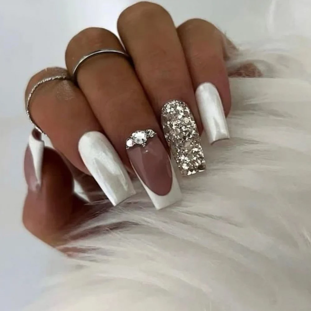 Silver-studded Nail Stickers Artificial Nails — image 3