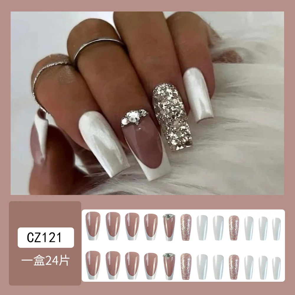 Silver-studded Nail Stickers Artificial Nails — image 2