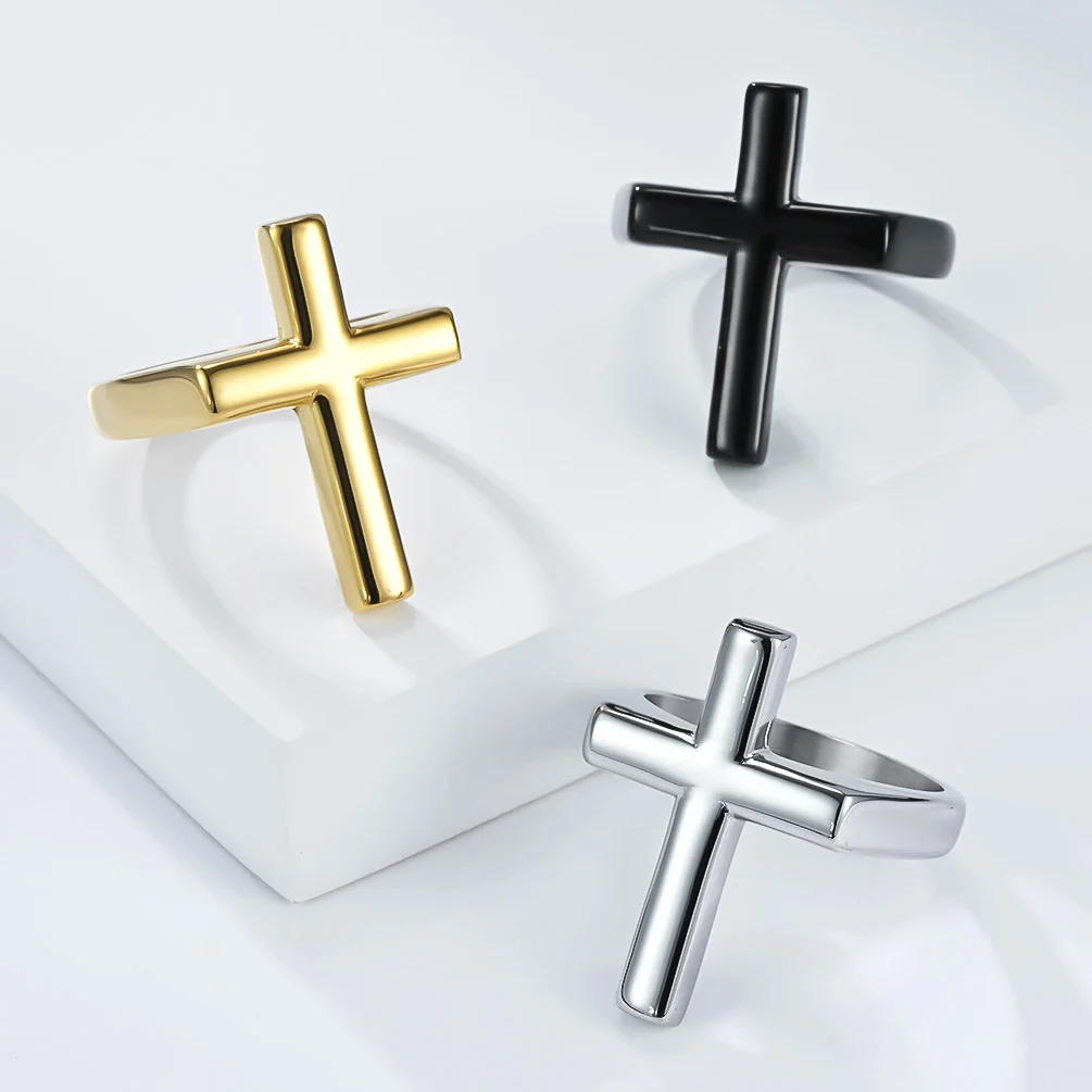 Simple Glossy Titanium Steel Ring With 18K Gold Platingstreet-style Niche Design For… — image 1
