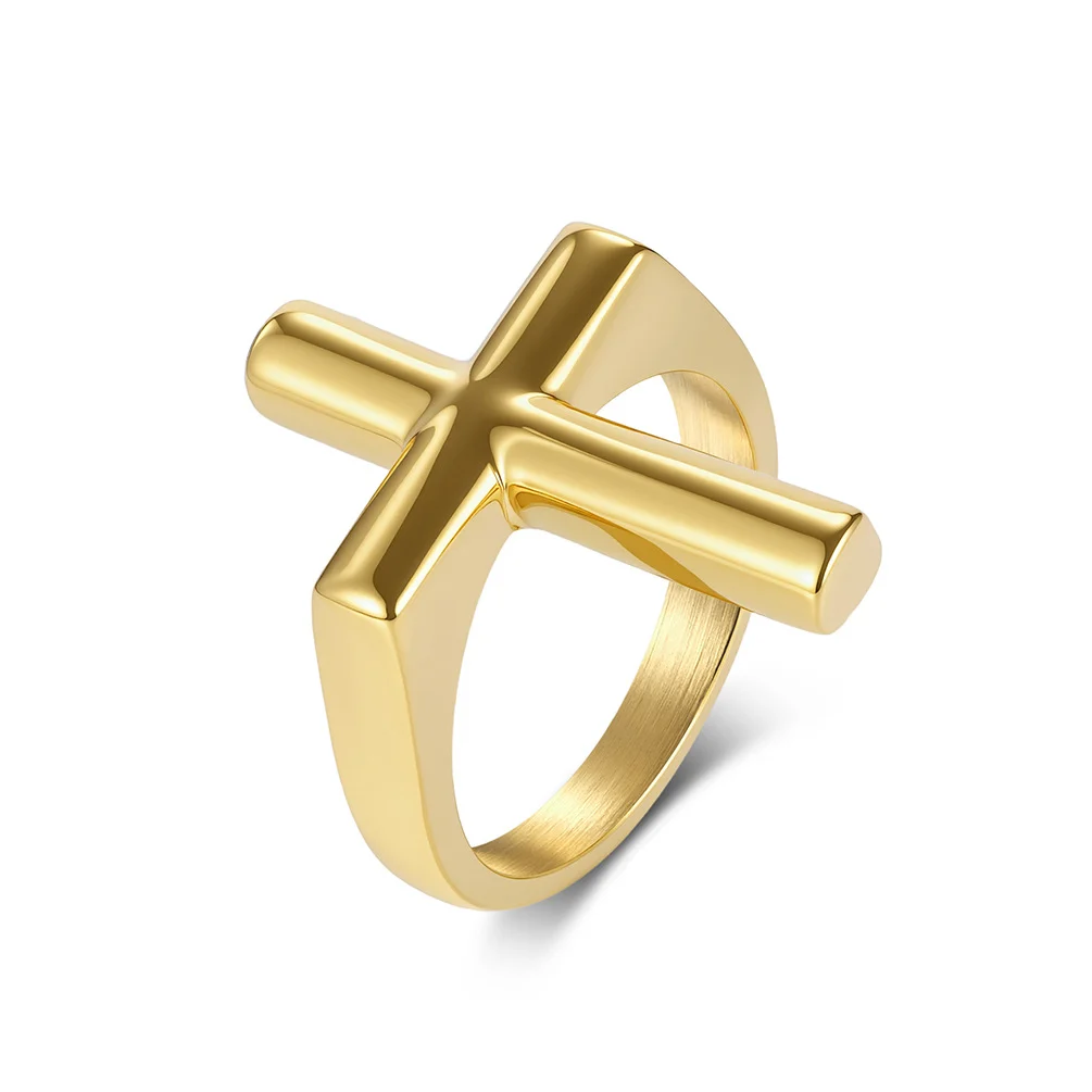 Simple Glossy Titanium Steel Ring With 18K Gold Platingstreet-style Niche Design For… — image 5