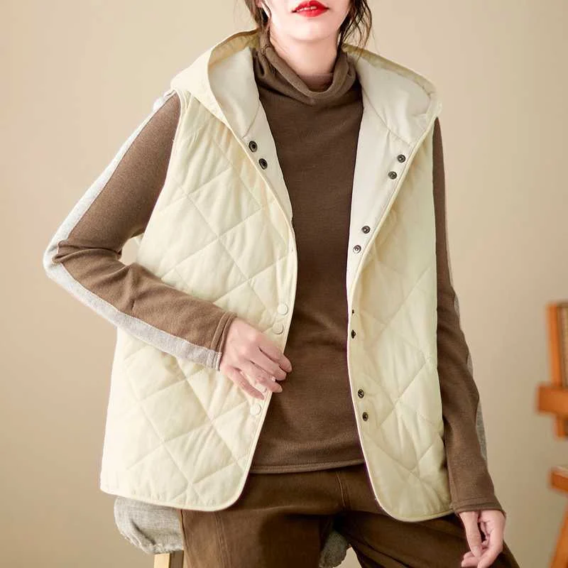 Simple Hooded Vest For Women Loose-fitting Figure-flattering And Versatile — image 3
