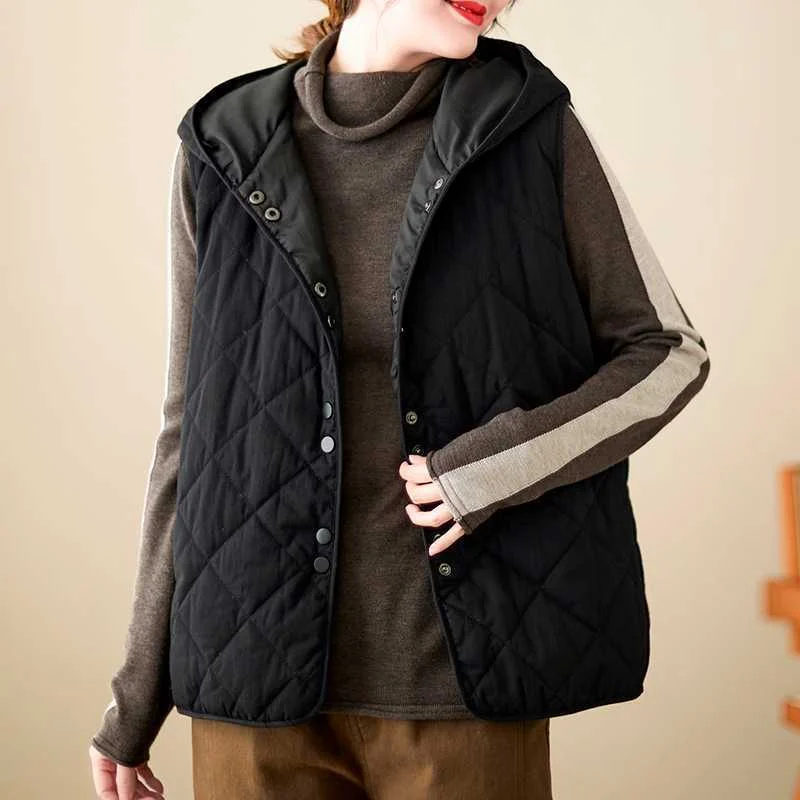 Simple Hooded Vest For Women Loose-fitting Figure-flattering And Versatile — image 2