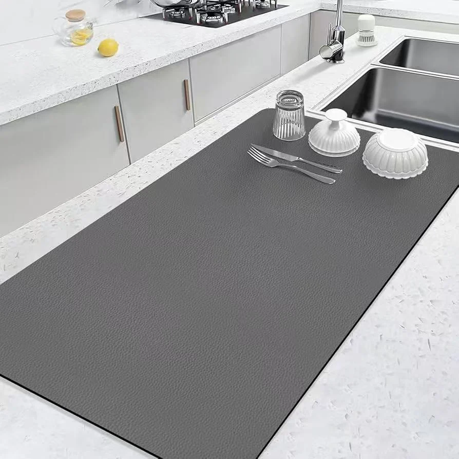 Simple Solid Color Stain-resistant Diatom Ooze Kitchen Water Draining Pad — image 7