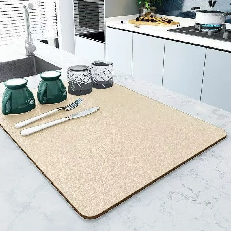 Simple Solid Color Stain-resistant Diatom Ooze Kitchen Water Draining Pad — variant image