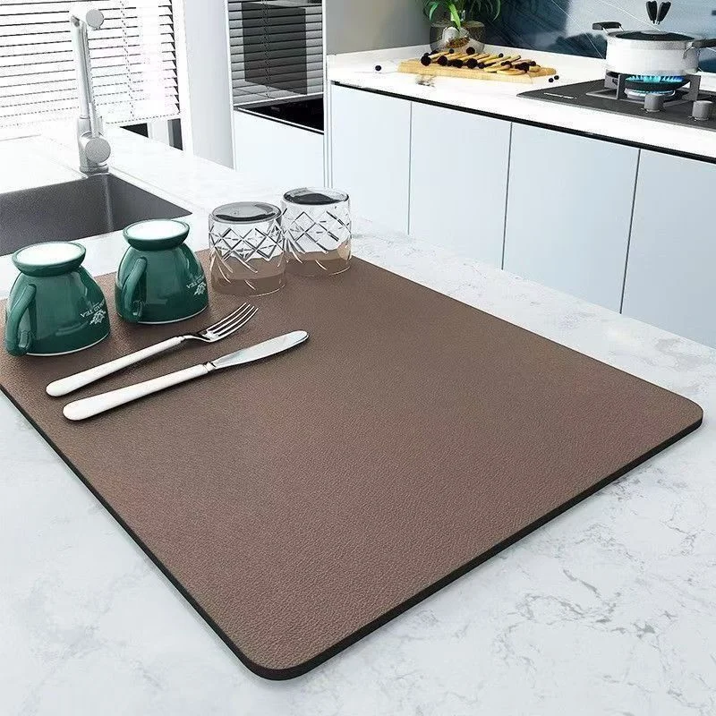 Simple Solid Color Stain-resistant Diatom Ooze Kitchen Water Draining Pad — image 3