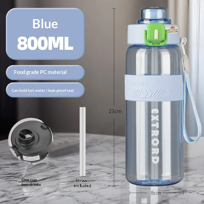 Simple Sports Water Bottle Large Capacity Dual-use Straw Lid — image 3