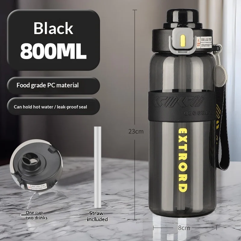 Simple Sports Water Bottle Large Capacity Dual-use Straw Lid — image 2