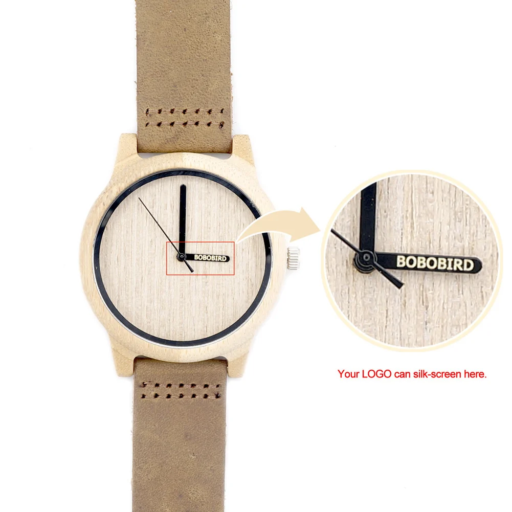 Single-bamboo Wooden-layer Cowhide Mens Wooden Watch — image 5
