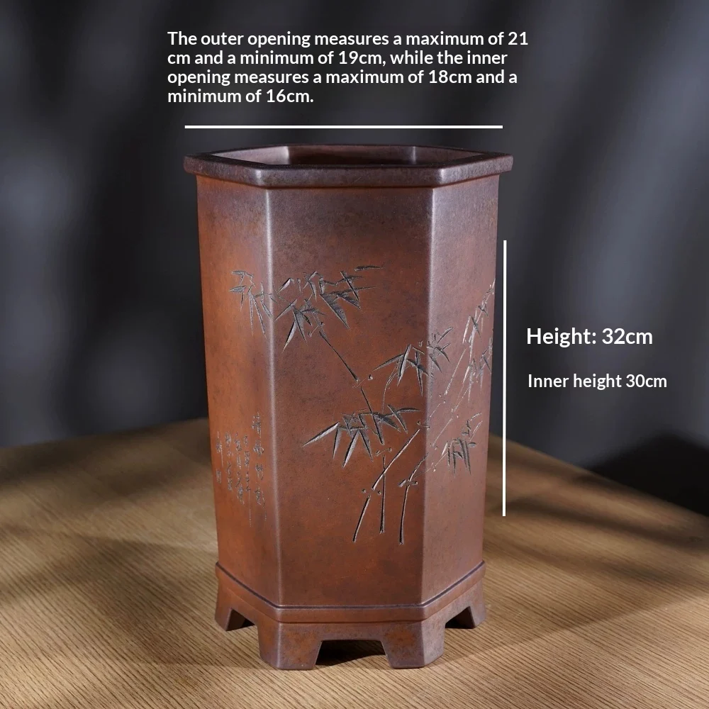 Six-sided Green-glazed Yixing Clay Pot — image 2