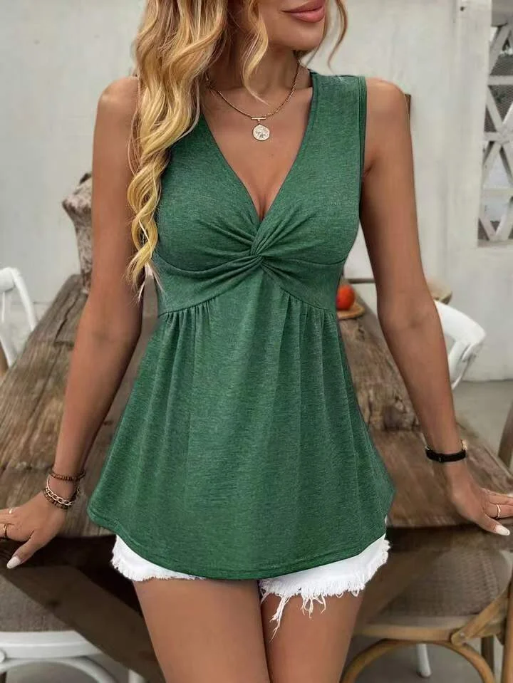 Sleeveless V-neck Design With A Twisted And Wrinkled Chest, Waist Cinching Vest,… — image 6