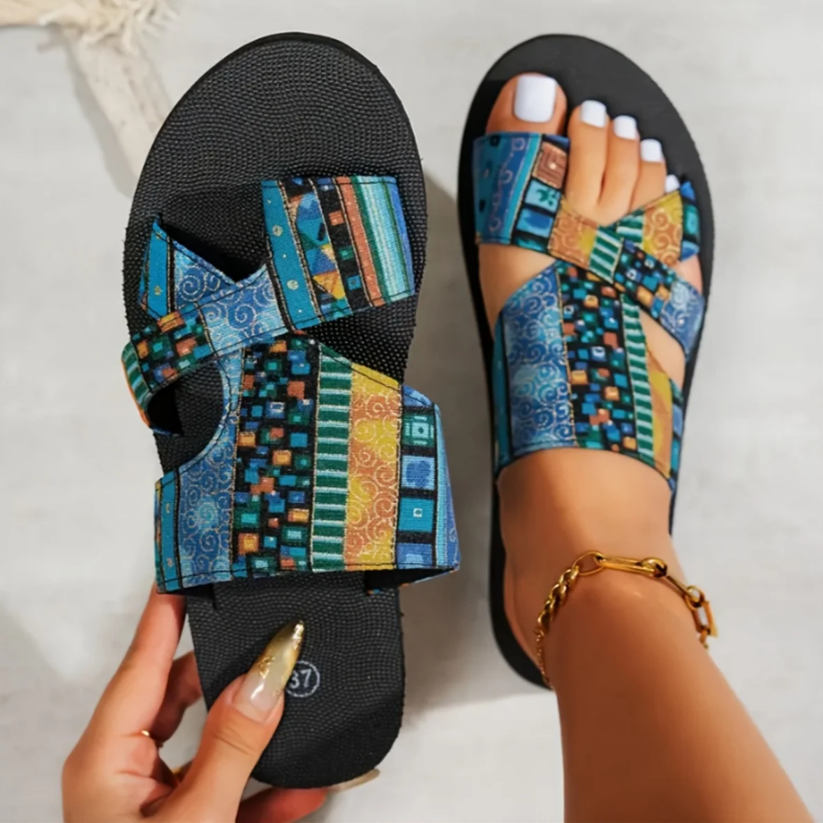 Slide-on Lightweight And Comfortable Roman-style Flat Sandals — image 6