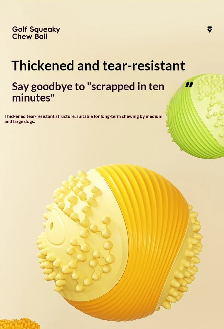 Small Size Squeaky Golf Ball Dog Chew Toy, New Material, Training Toy For Teddy & Golden. — image 6