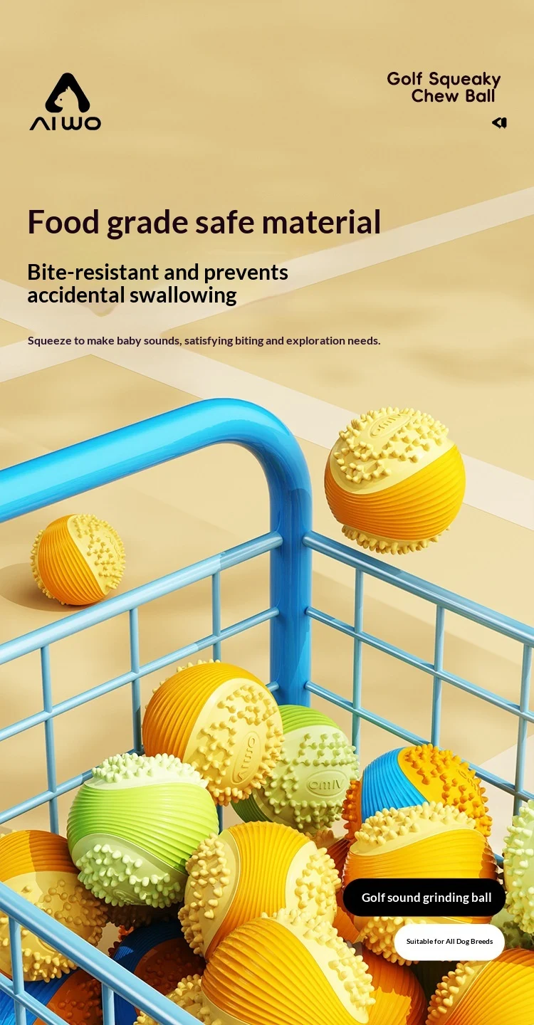 Small Size Squeaky Golf Ball Dog Chew Toy, New Material, Training Toy For Teddy & Golden. — image 3