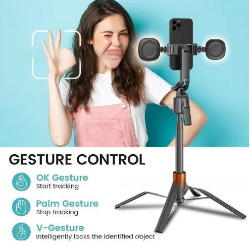 Smart AI Selfie Stick With 3-axis Gimbal Stabilizer - Adjustable Extendable Tripod… — image 6
