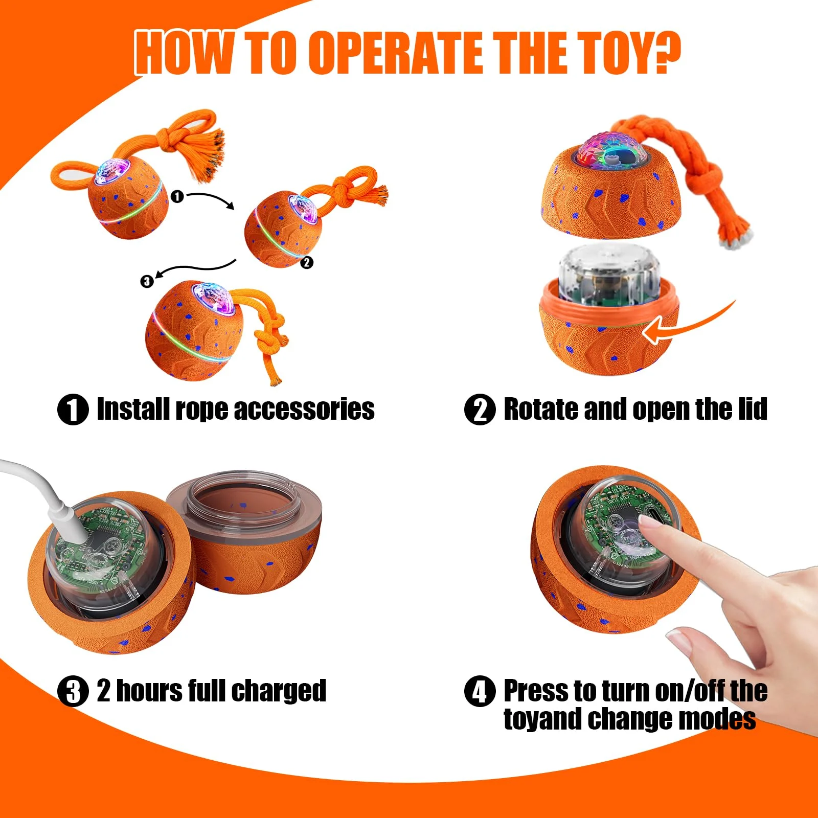 Smart Interactive Dog Toy Ball, Enrichment Toys, Barking E-TPU Material, Electric… — image 7