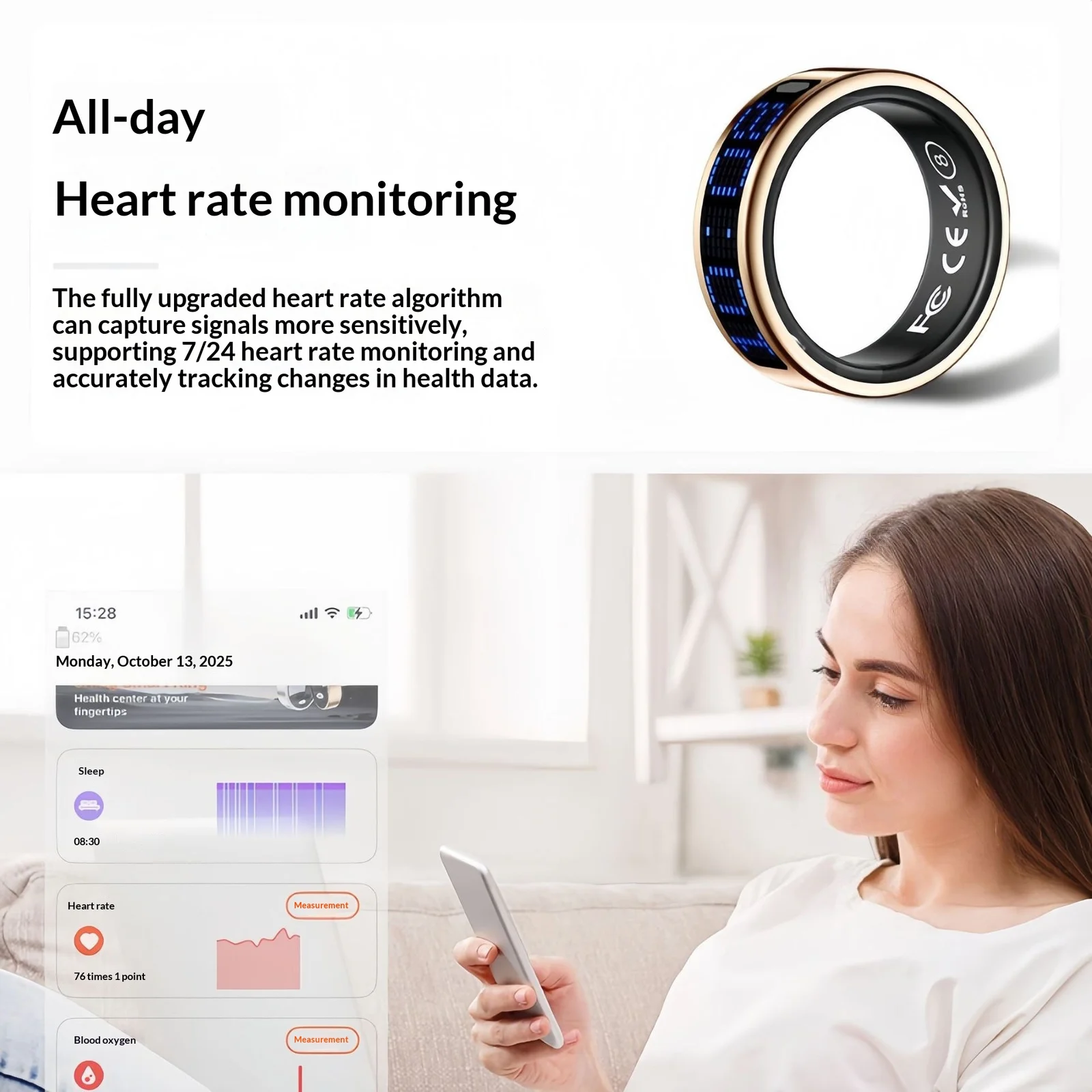 Smart Ring For Step Counting Heart Rate Blood Oxygen And Sleep Tracking — image 2