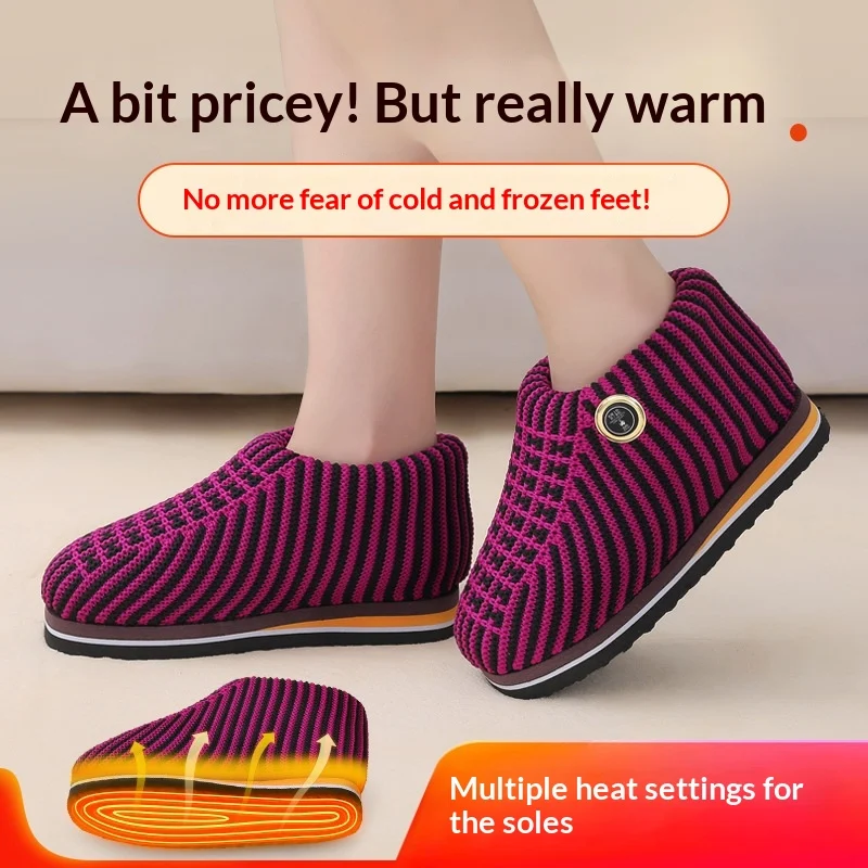 Smart Temperature-controlled Walkable Outdoor-warm Electric-heated Knit Shoes For Home Use — image 2