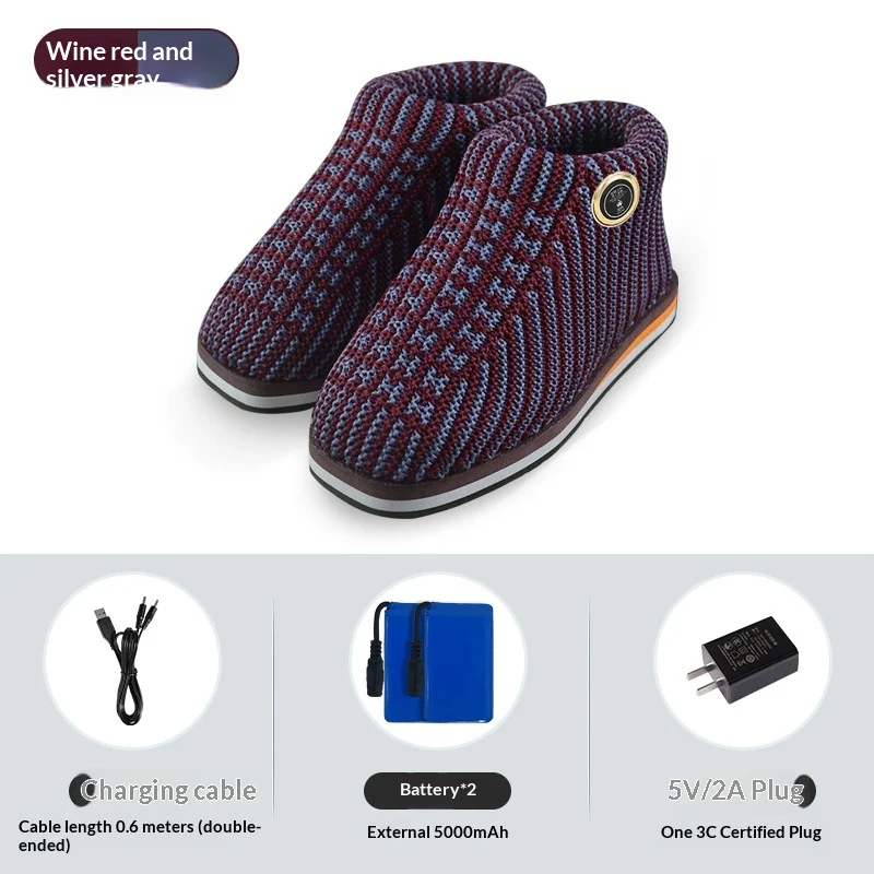 Smart Temperature-controlled Walkable Outdoor-warm Electric-heated Knit Shoes For Home Use — image 8