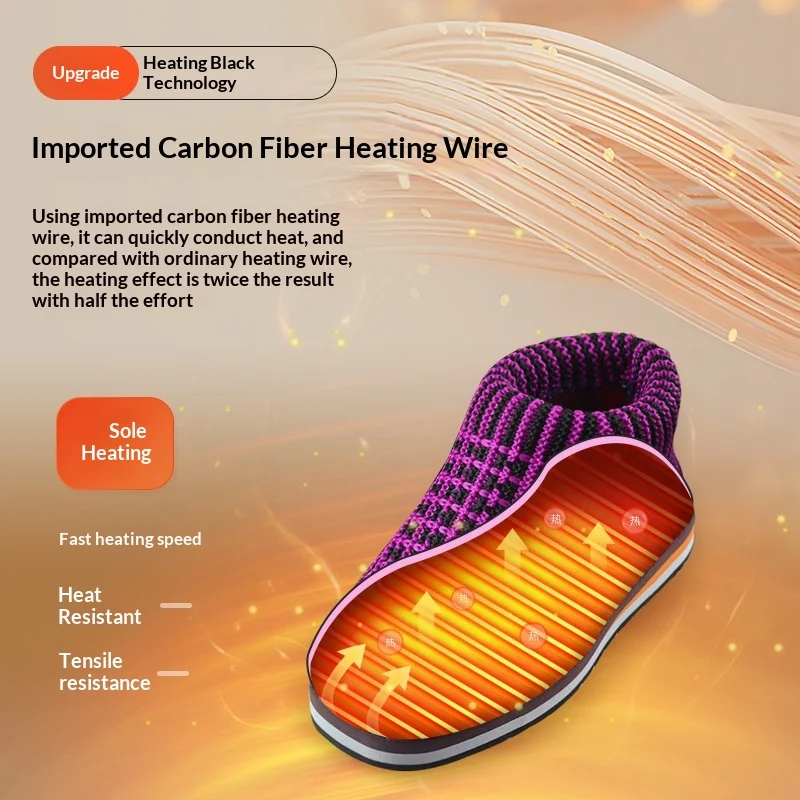 Smart Temperature-controlled Walkable Outdoor-warm Electric-heated Knit Shoes For Home Use — image 4