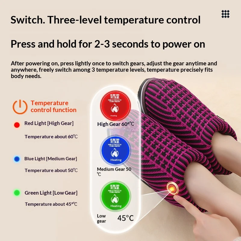 Smart Temperature-controlled Walkable Outdoor-warm Electric-heated Knit Shoes For Home Use — image 7