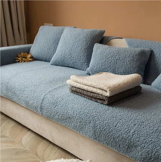 Sofa Cushion Non-slip Thickened Fabric Lambswool Cover Cloth — image 1