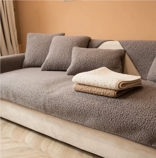 Sofa Cushion Non-slip Thickened Fabric Lambswool Cover Cloth — image 3