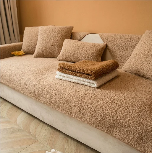 Sofa Cushion Non-slip Thickened Fabric Lambswool Cover Cloth — image 4