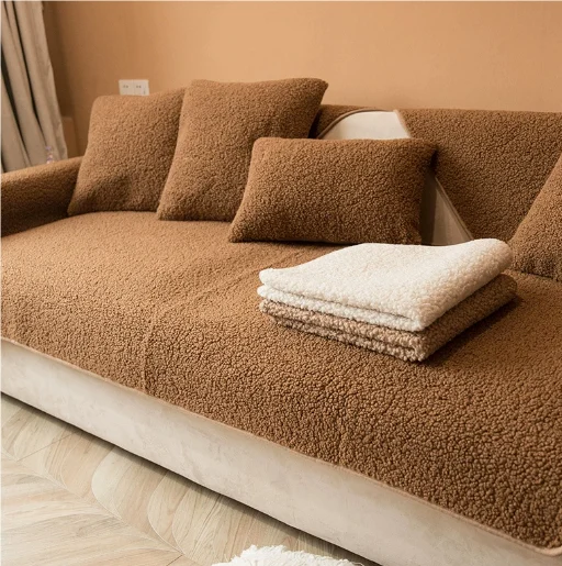 Sofa Cushion Non-slip Thickened Fabric Lambswool Cover Cloth — image 5