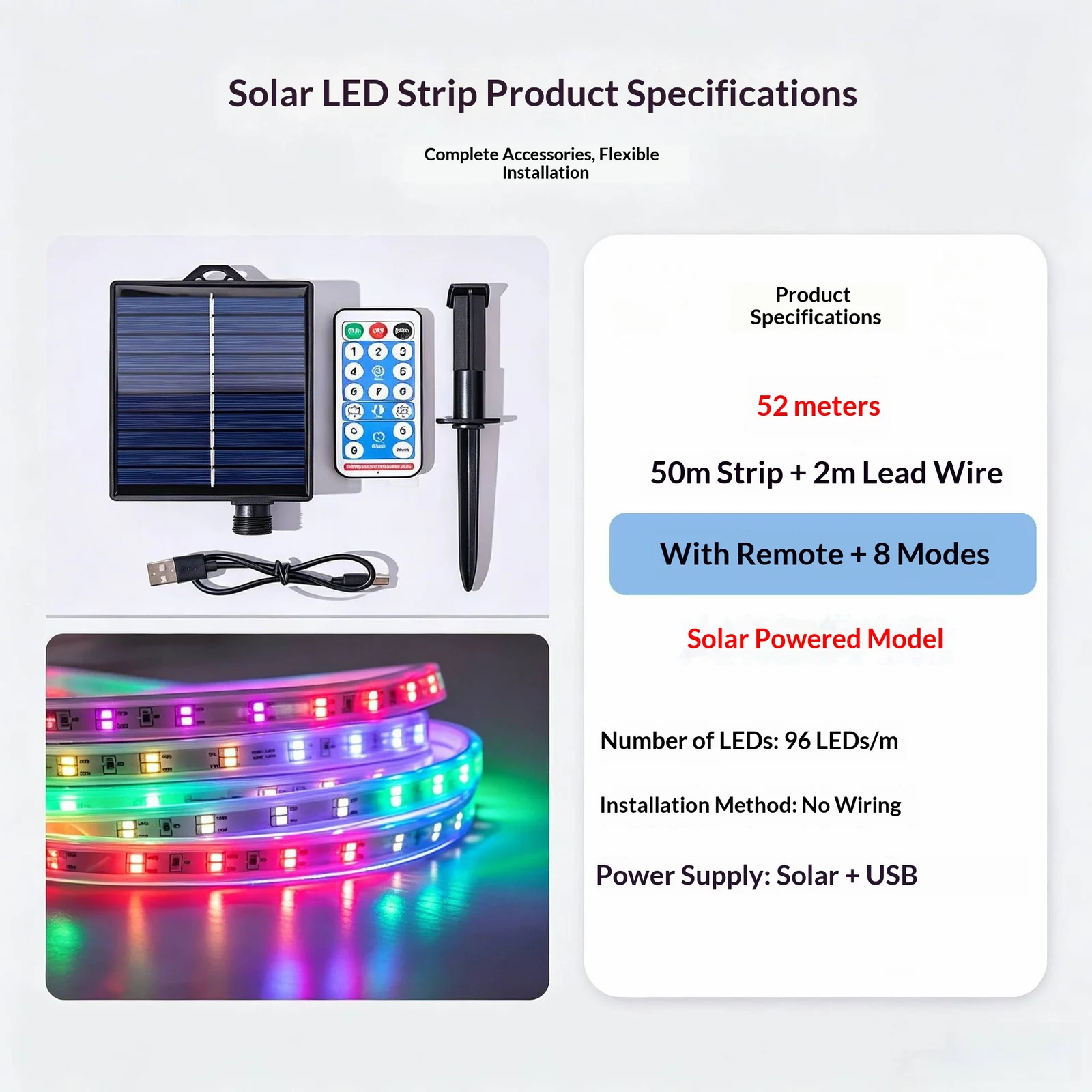 Solar-powered Colorful Running-light Strip — image 2