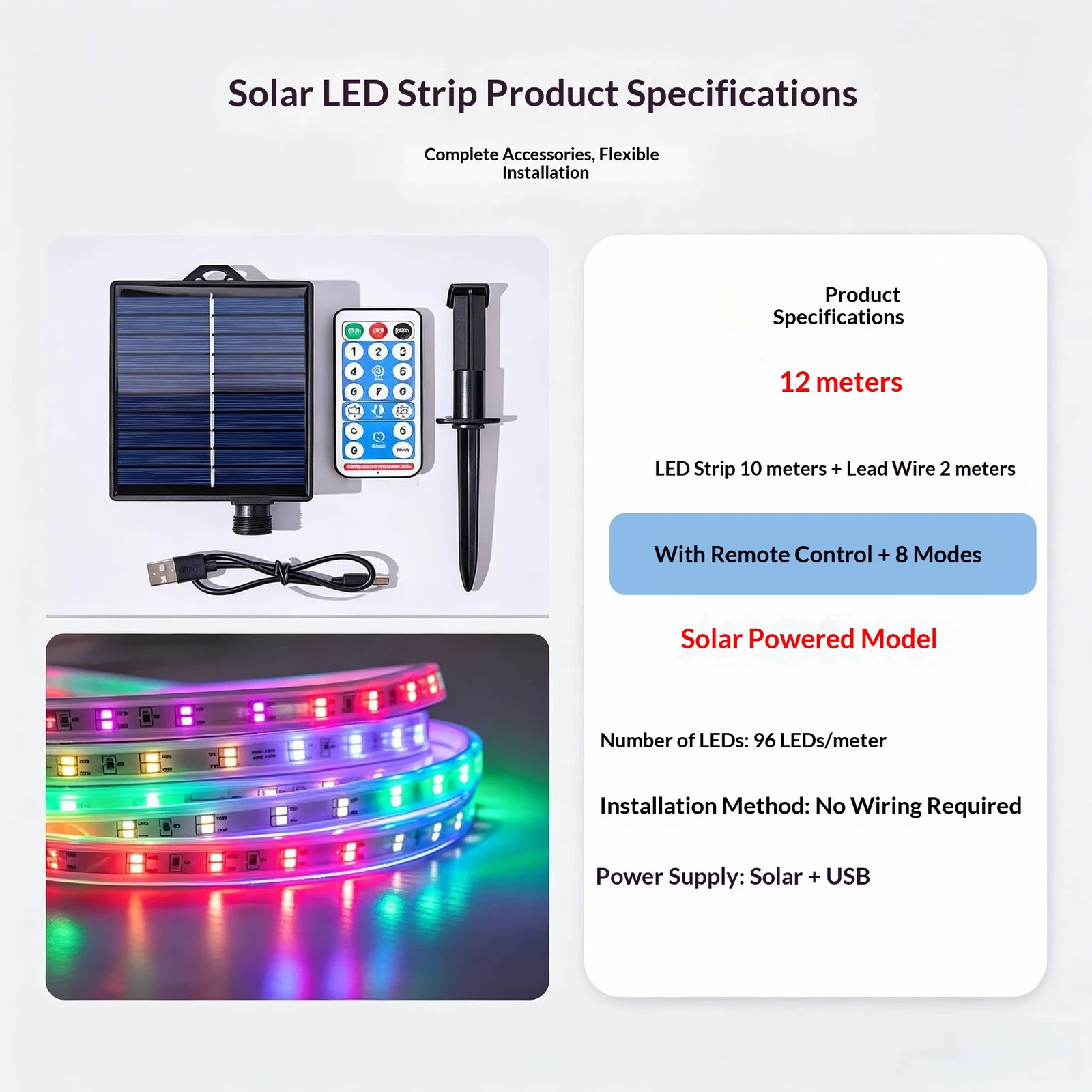 Solar-powered Colorful Running-light Strip — image 9