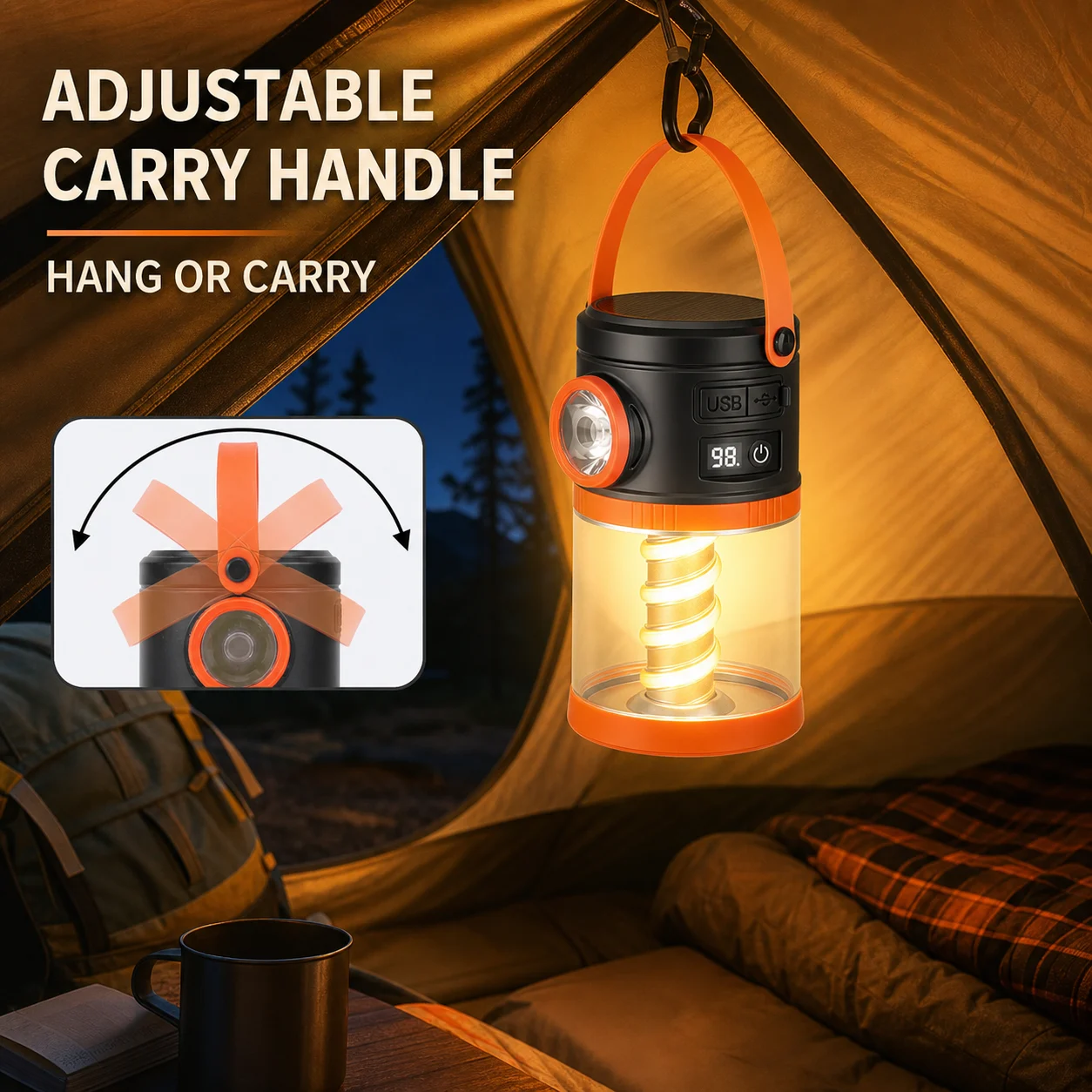 Solar Powered Rechargeable Battery Display Power Bank Function Outdoor Light LY36… — image 8