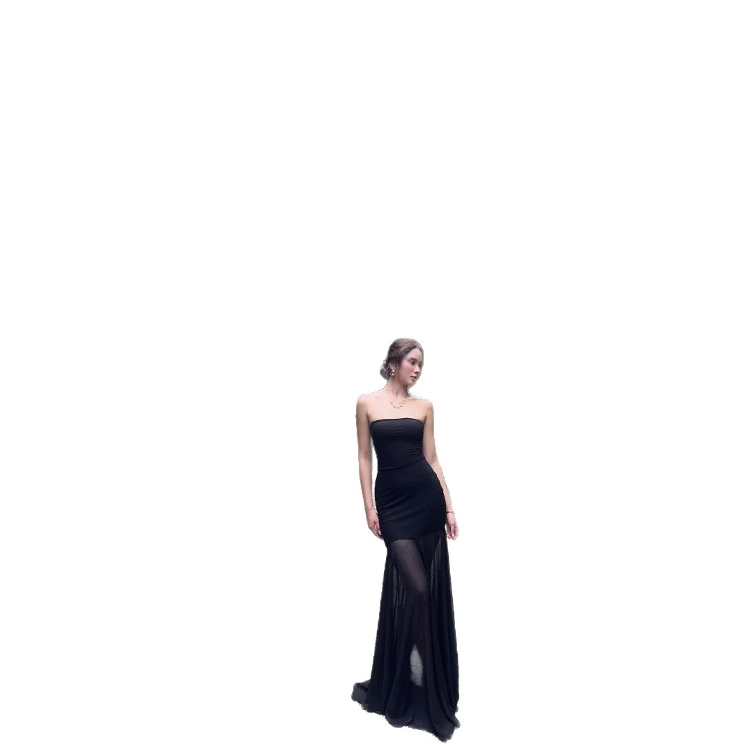 Solid Color Chest-wrapped Mesh Dress Sleeveless — image 2
