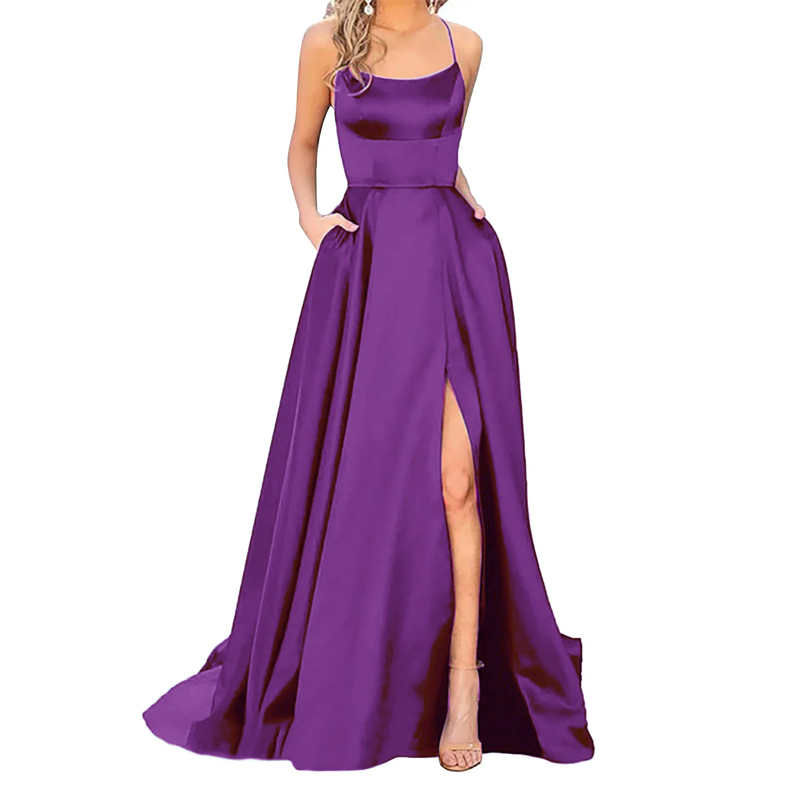 Solid Color Long Slimming And Shoulder Hollow Girlfriends Fashion Bridesmaid Party Dress — image 6