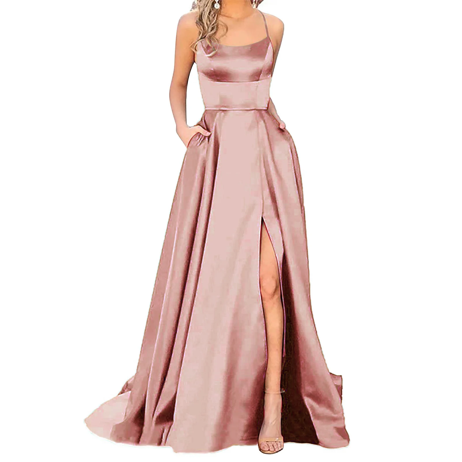 Solid Color Long Slimming And Shoulder Hollow Girlfriends Fashion Bridesmaid Party Dress — image 17