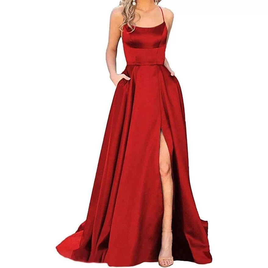 Solid Color Long Slimming And Shoulder Hollow Girlfriends Fashion Bridesmaid Party Dress — image 9