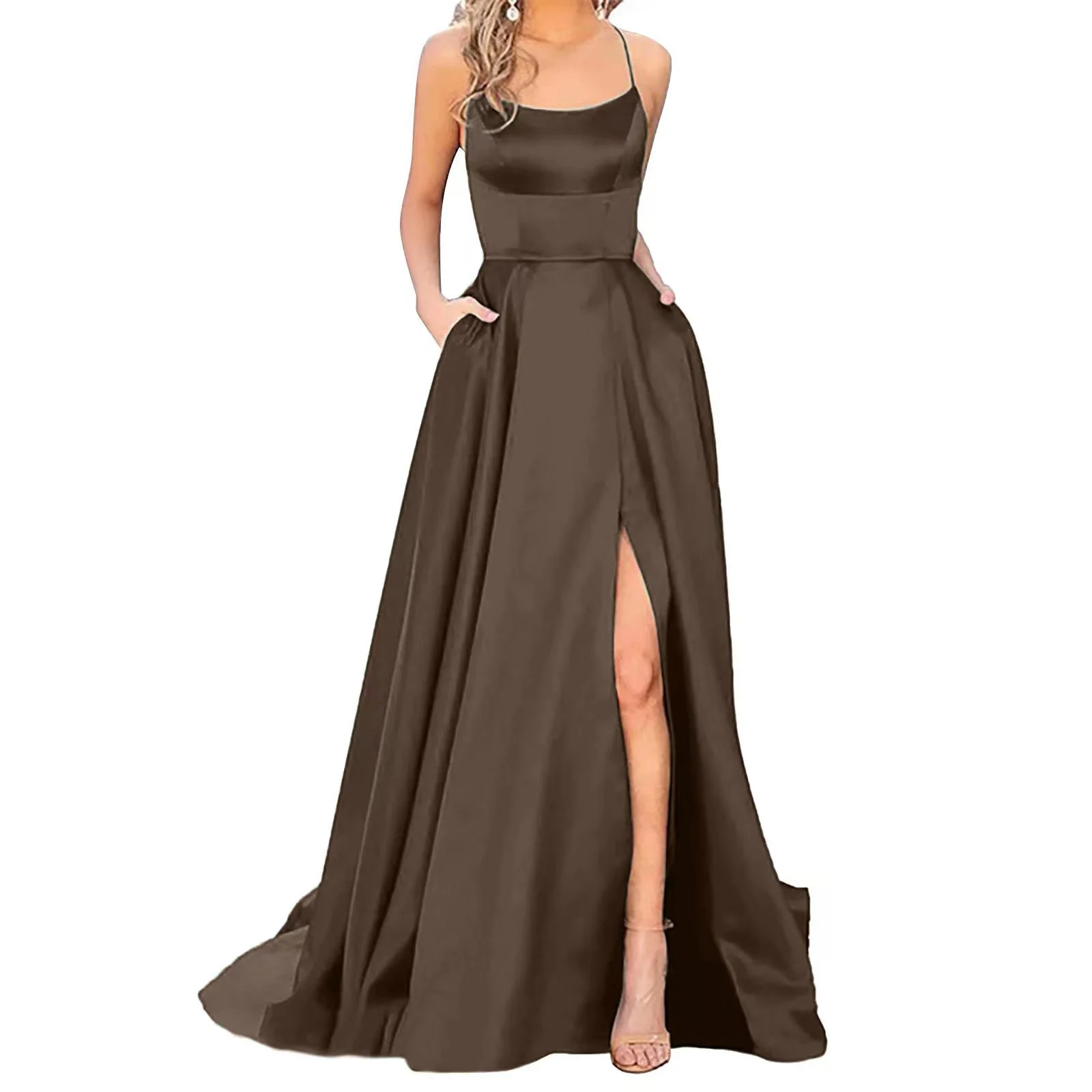 Solid Color Long Slimming And Shoulder Hollow Girlfriends Fashion Bridesmaid Party Dress — image 7