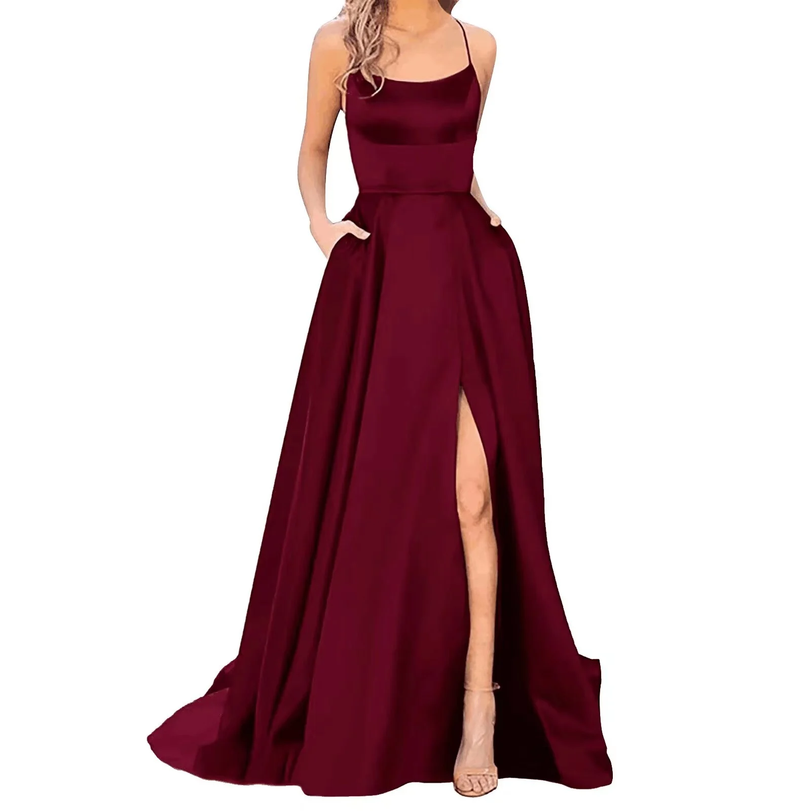 Solid Color Long Slimming And Shoulder Hollow Girlfriends Fashion Bridesmaid Party Dress — image 11