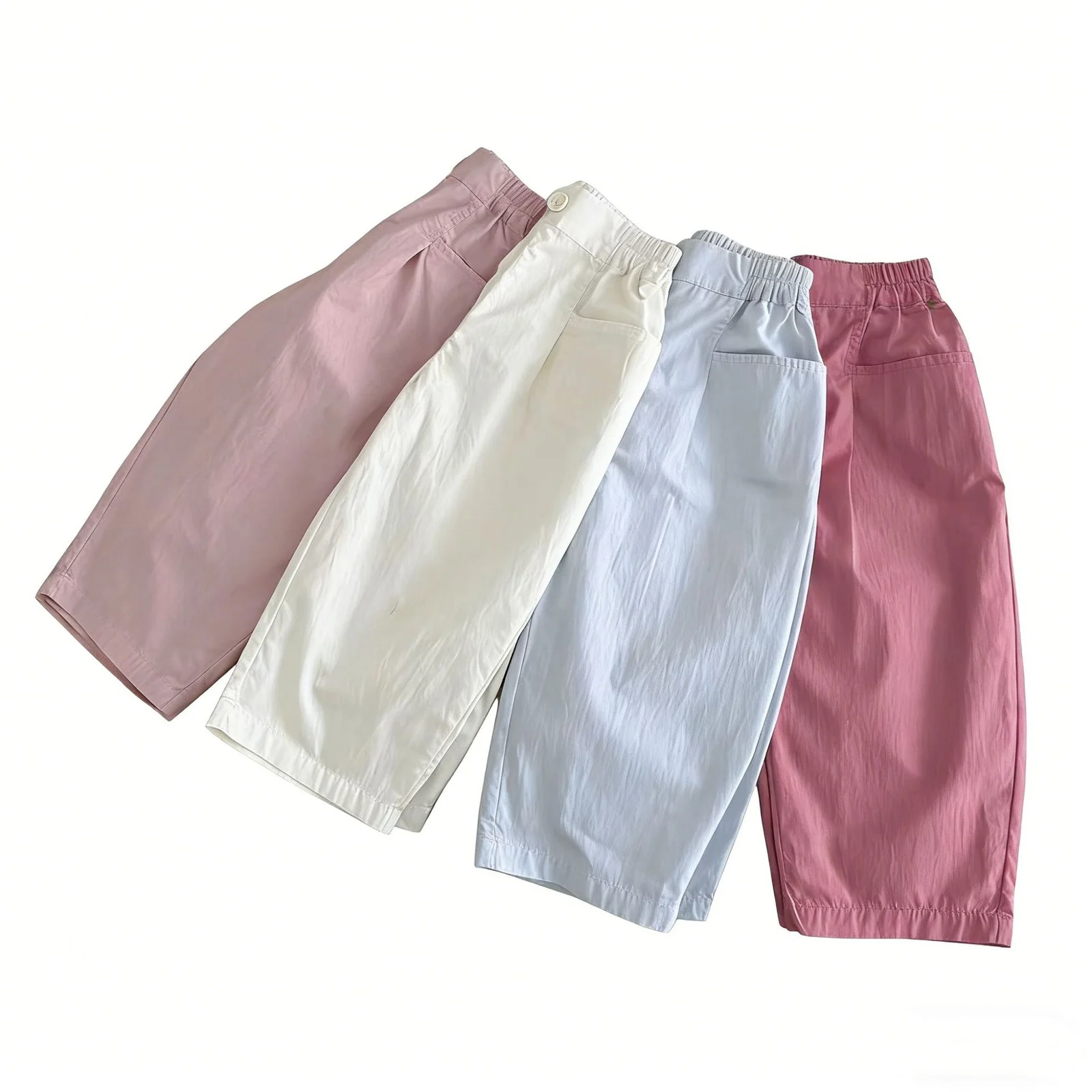 Solid Color Minimalism Loose-fitting Casual Childrens Pants — image 4