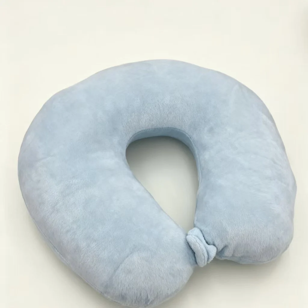Solid Color Plush U Shaped Travel Neck Pillow, Soft Microbead Cervical Pillow With… — image 4
