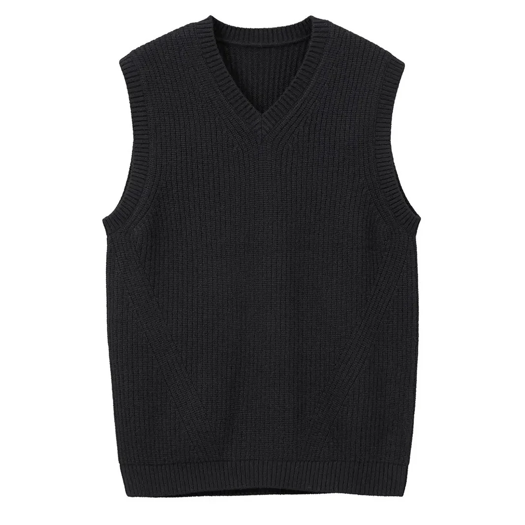 Solid-color Pullover Vest Gentlemans V-neck Inner Or Outerwear Waistcoat — image 4