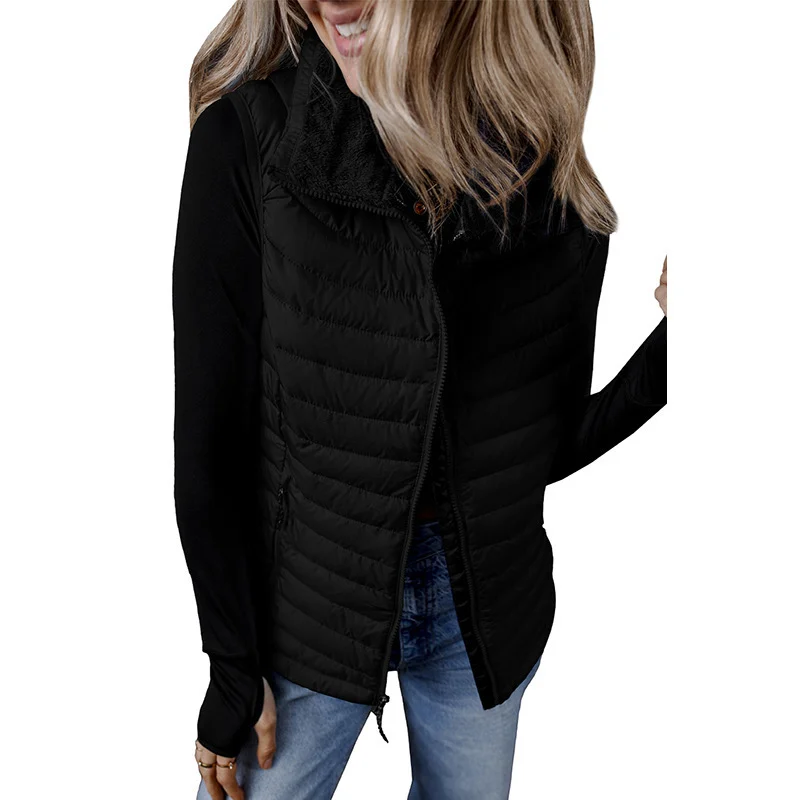 Solid-color Quilted Thermal Vest Casual And Versatile With A Plush Lapel — image 1