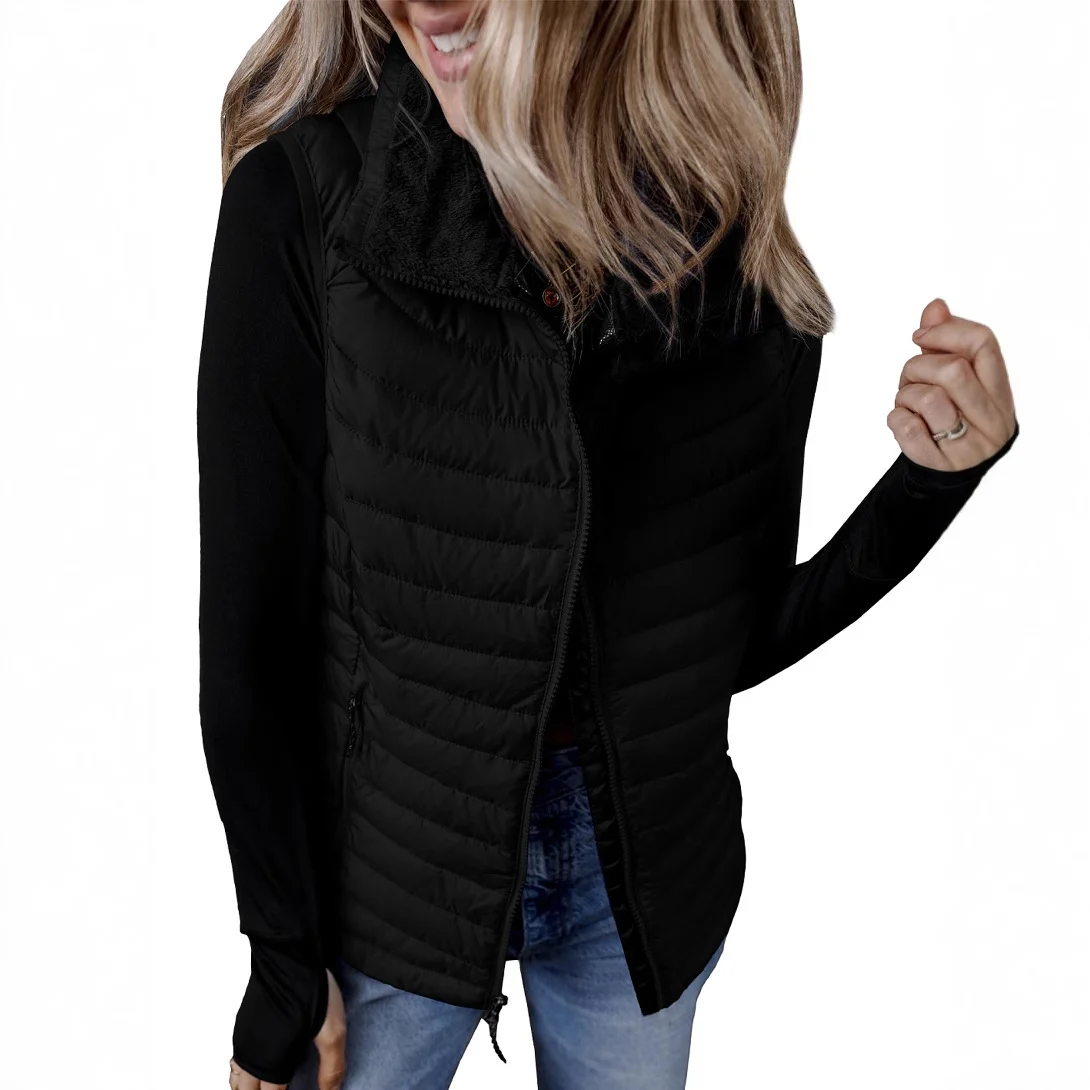 Solid-color Quilted Thermal Vest Casual And Versatile With A Plush Lapel — image 7