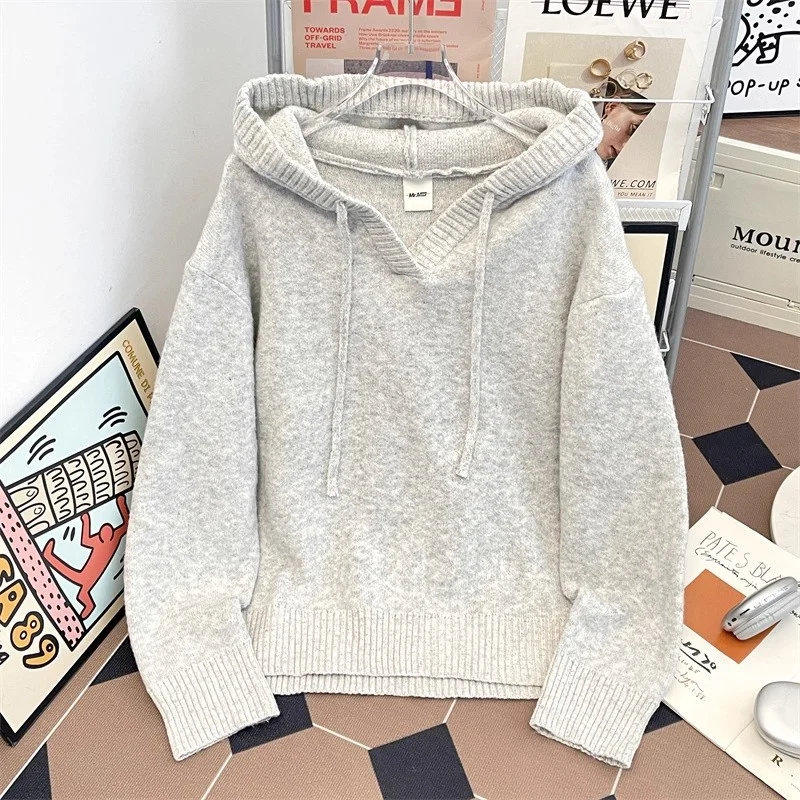 Solid-color Warm Pullover Hoodie With Long Sleeves — image 4