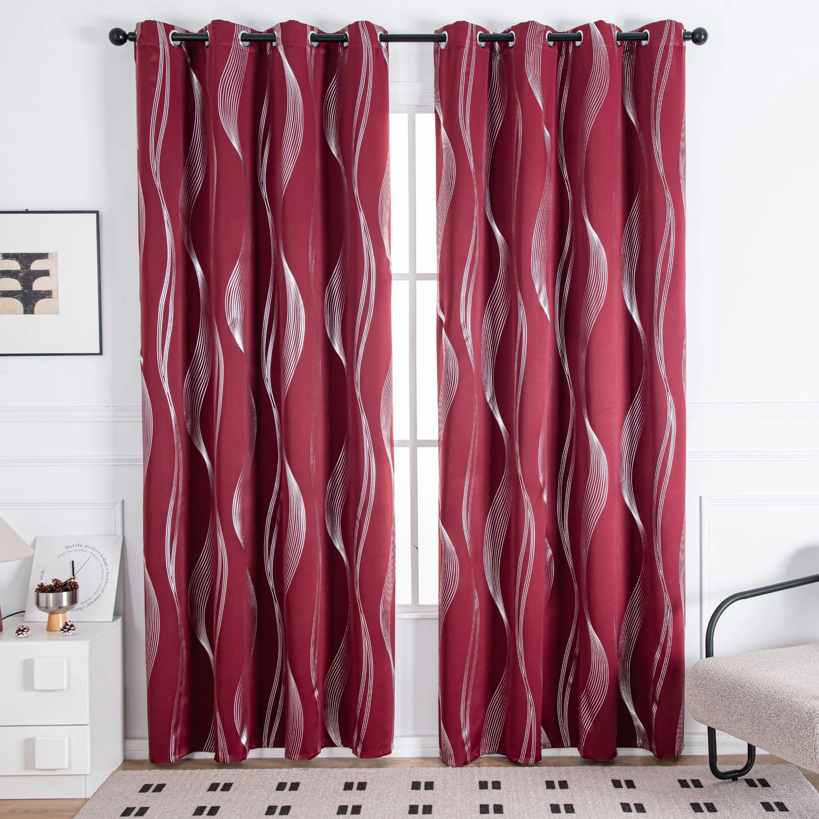 Solid-color Wavy-line Heat-transfer Silver Sun-blocking And Heat-insulating Curtain — image 4