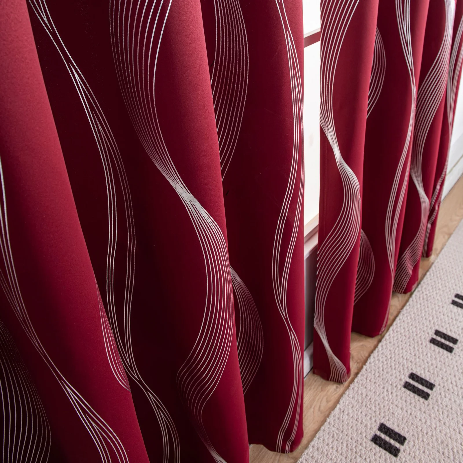Solid-color Wavy-line Heat-transfer Silver Sun-blocking And Heat-insulating Curtain — image 7